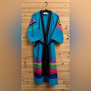 Vintage 70’s Youth Guild Size Large Unisex Colorful Colorblock Full Length Robe